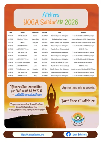 Séance d’Ashtanga yoga solidaire à Quimper cet été