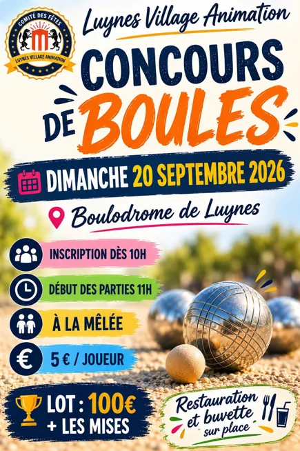 Pétanque à Luynes : rendez-vous au boulodrome le 20 septembre